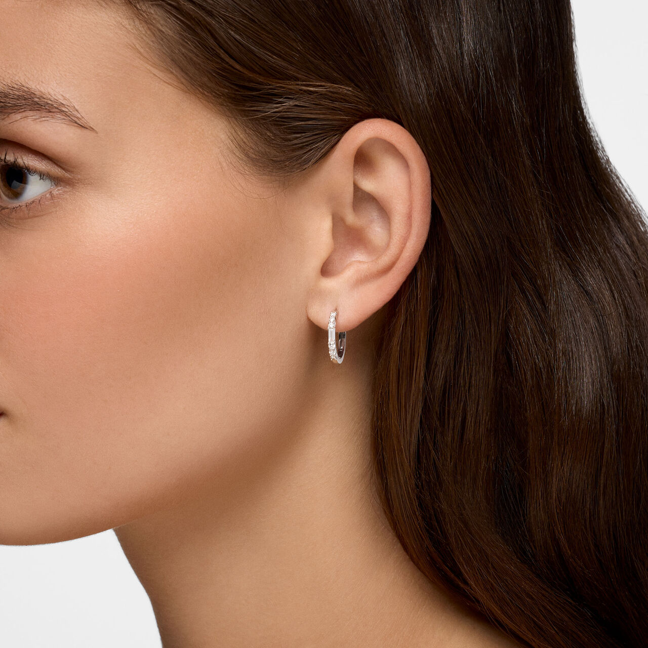 Birks Essentials White Gold Diamond Hoop Earrings image number 1